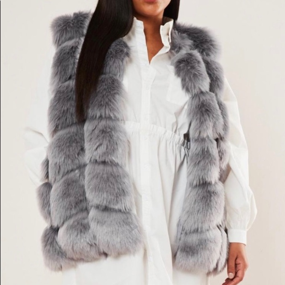 Grey Faux Fur Vest